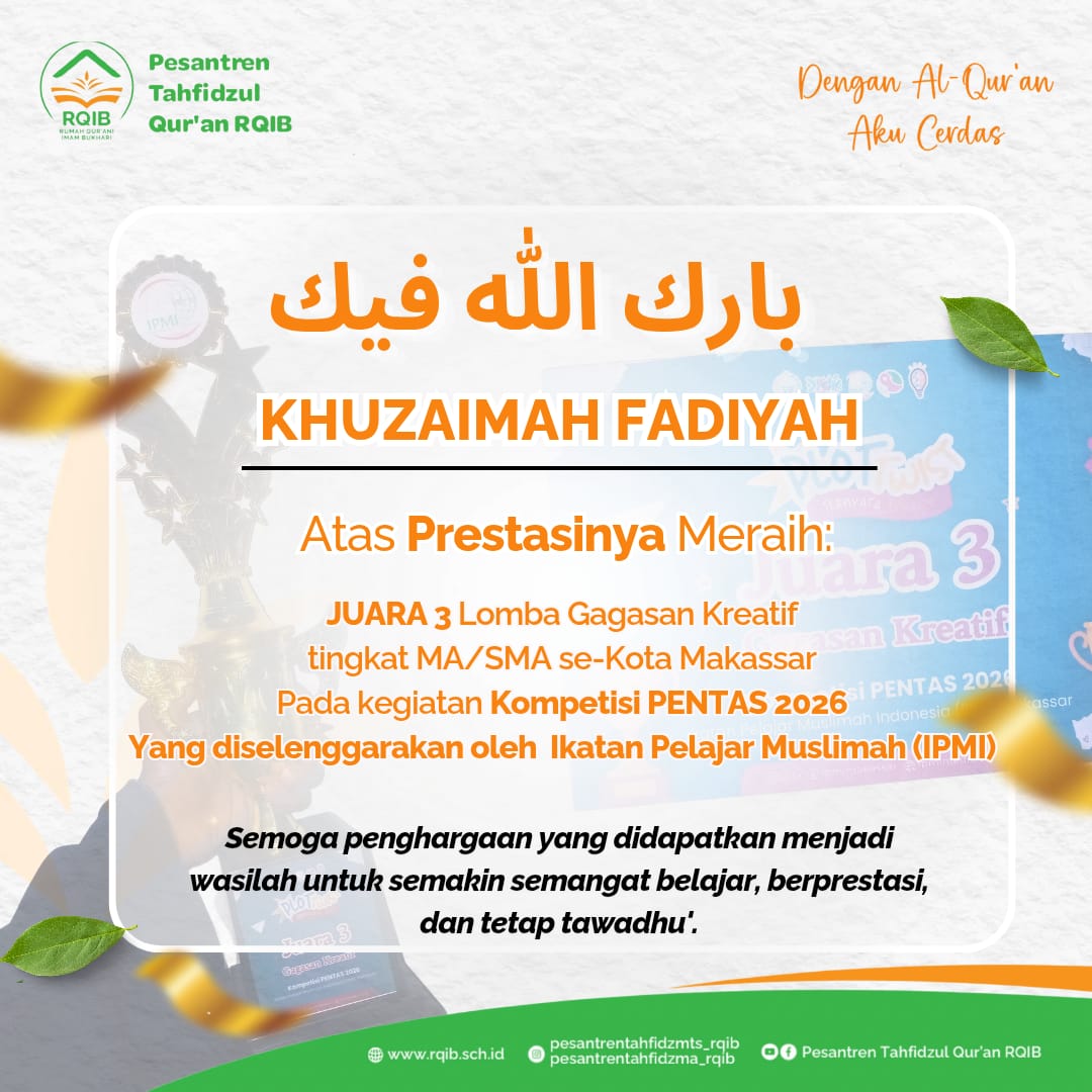 Santri Pesantren Tahfidzul Qur’an RQIB Raih Juara 3 Gagasan Kreatif PENTAS 2026